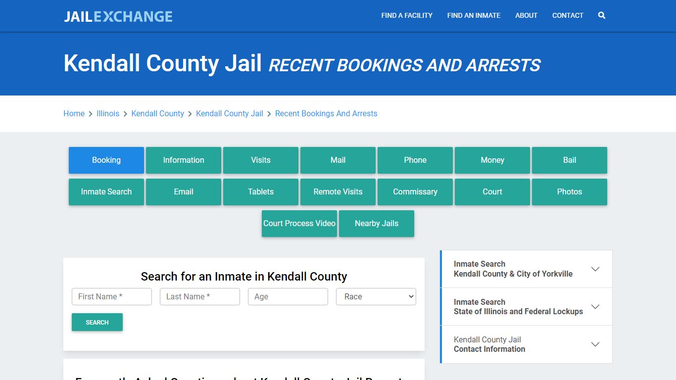 Kendall County Jail IL Recent Arrests and Bookings - Jail Exchange